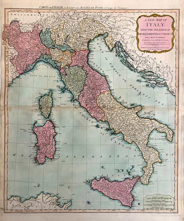 A NEW MAP OF ITALY WITH THE ISLANDS OF SICILY, SARDINIA & CORSICA