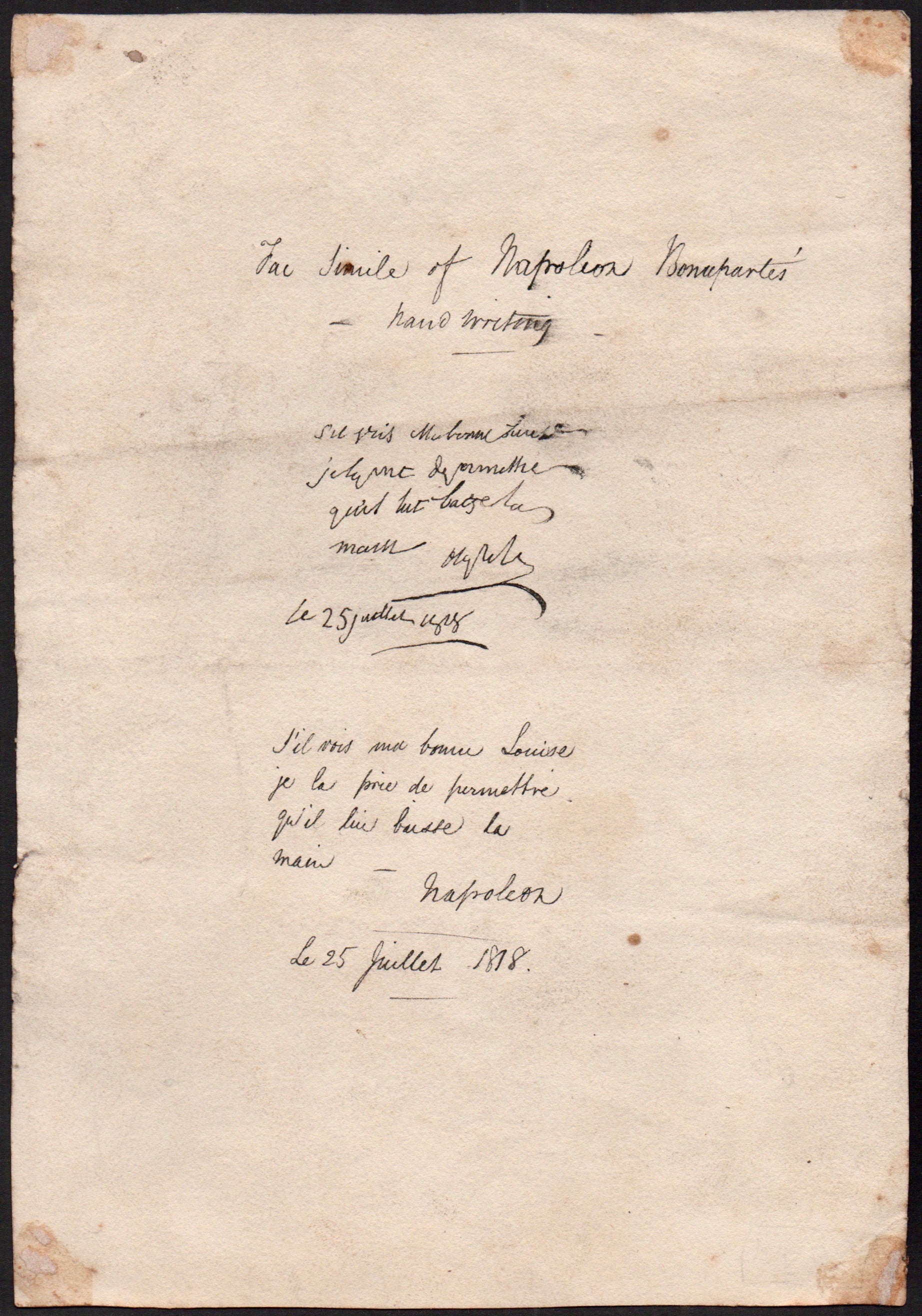 Napoleonic Script Napoleon Bonaparte – Warwick Leadlay Gallery